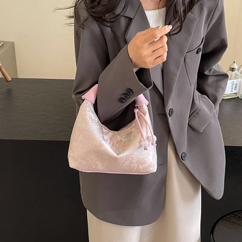 FAMAN Fabric Handbag Regular Women's White/Blue/Pink-9