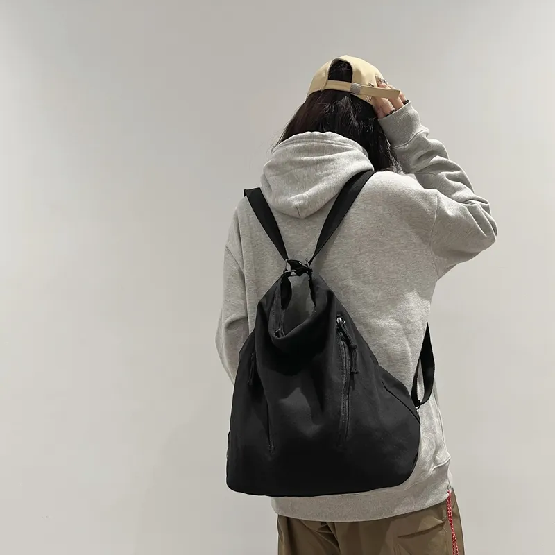 FAMAN Canvas Canvas Bag Commute Shoulder Bag Regular Unisex Black/White/Green/Brown-7