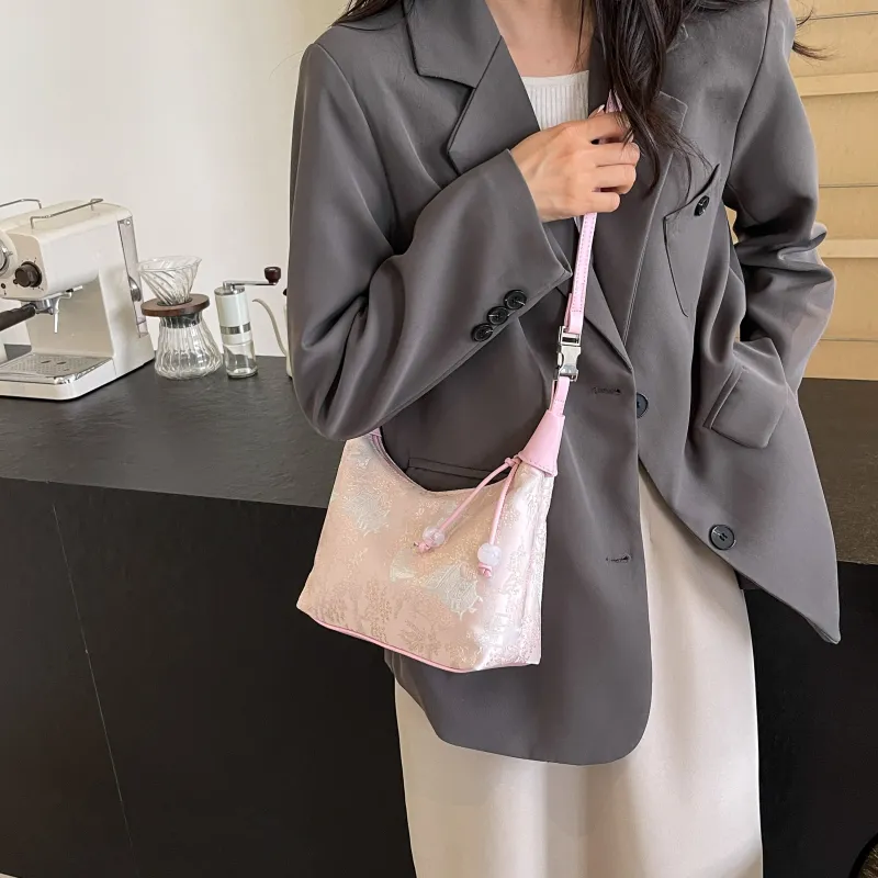 FAMAN Fabric Handbag Regular Women's White/Blue/Pink-11