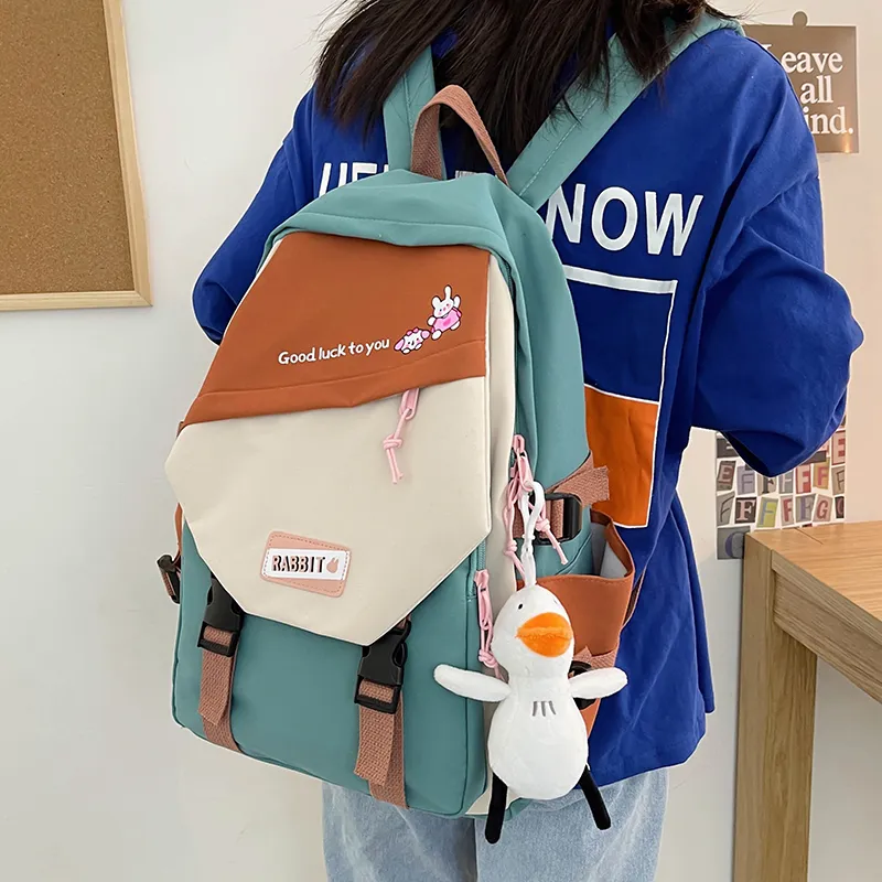 FAMAN Nylon Backpack Regular Women's Black/Red/Green/Blue-15