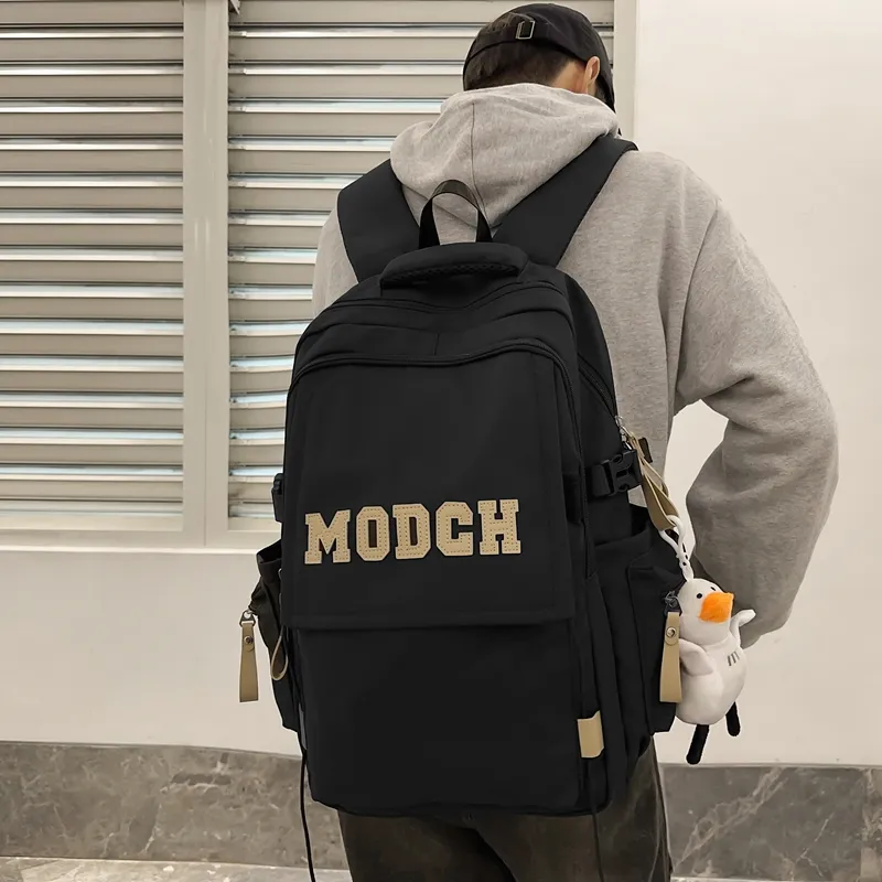 FAMAN Nylon Backpack Unisex Black/White/Red/Blue/Coffee-5