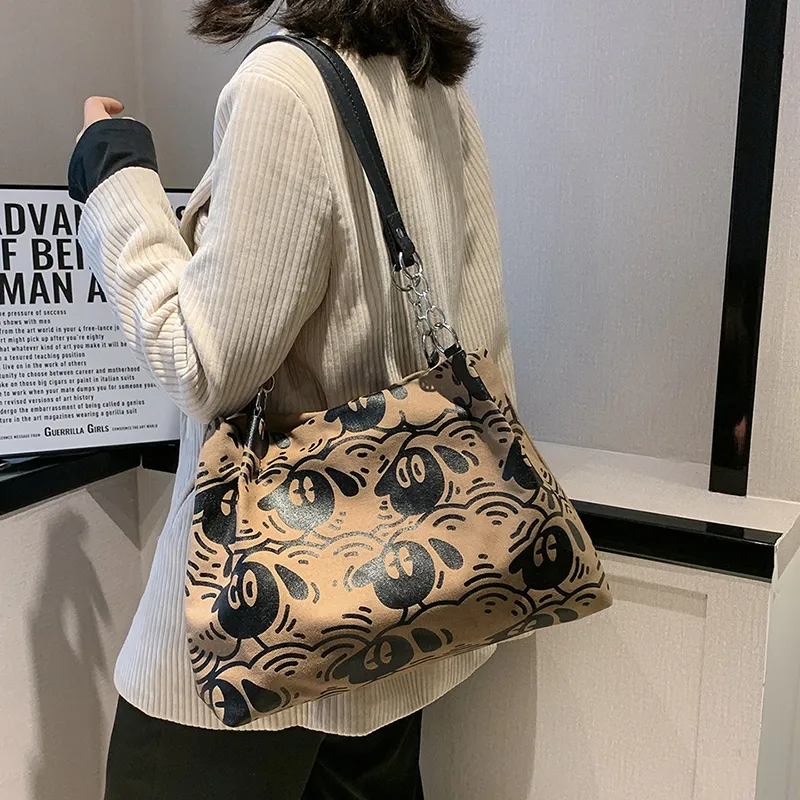 FAMAN Canvas Canvas Bag Shoulder Bags Women's White/Brown-3