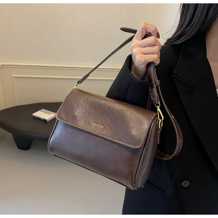FAMAN PU Shoulder Bag Crossbody Bag Women's Brown Coffee Coffee Black-8