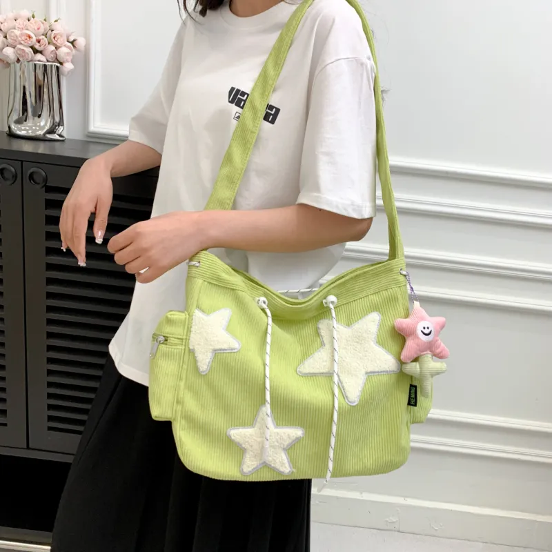 FAMAN Corduroy Crossbody Bag, Shoulder Bag Women's Pink/Black/White/Green-26
