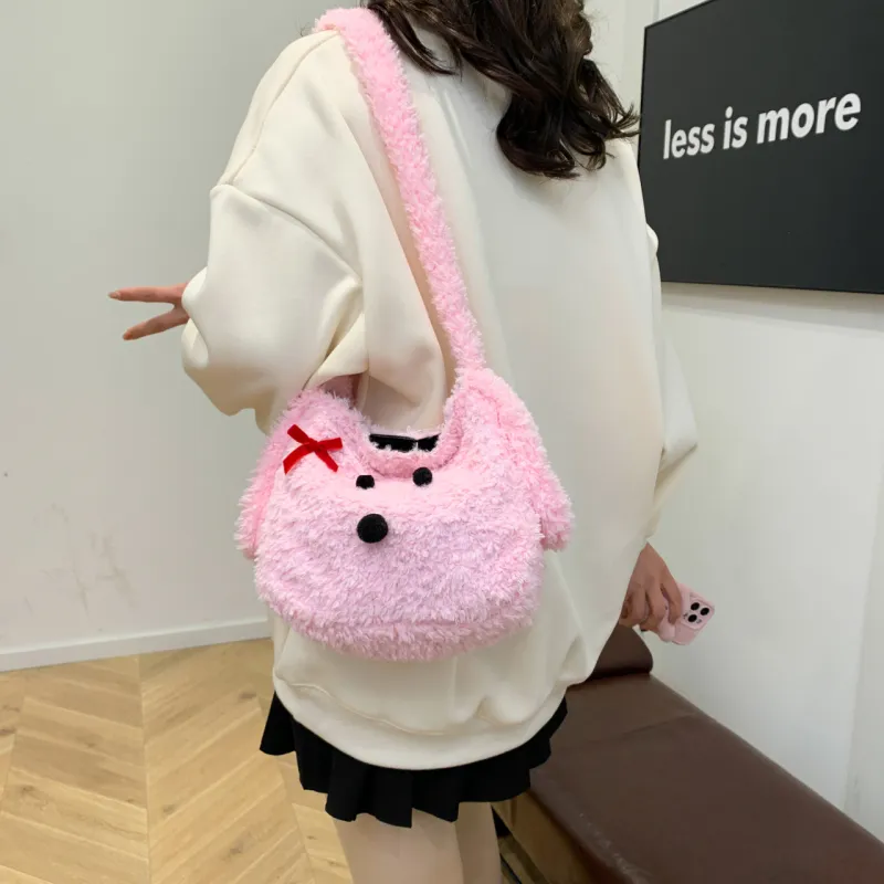 FAMAN Fuzzy Shoulder Bag Women's Multicolor-14