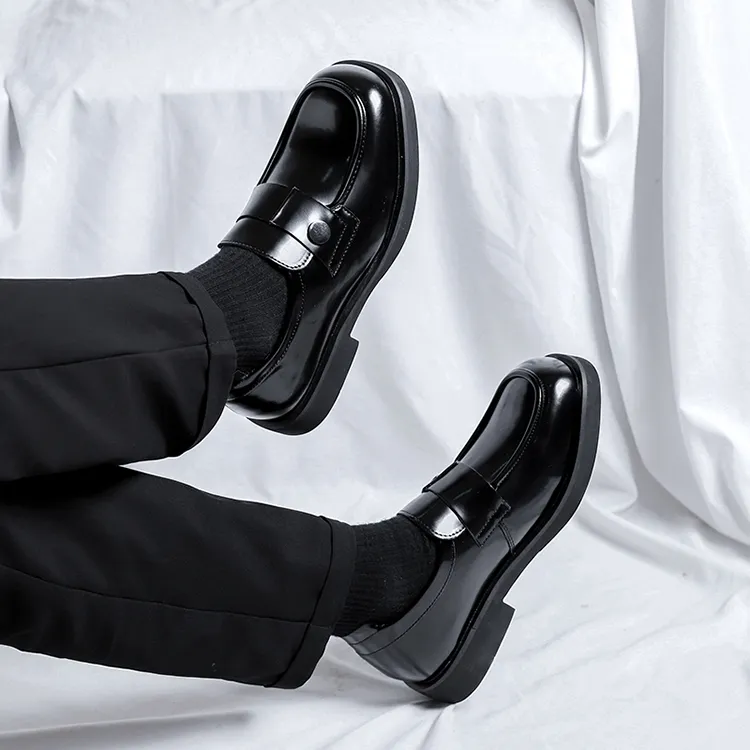 GZZ Dress Shoes Men Low Top Black-7