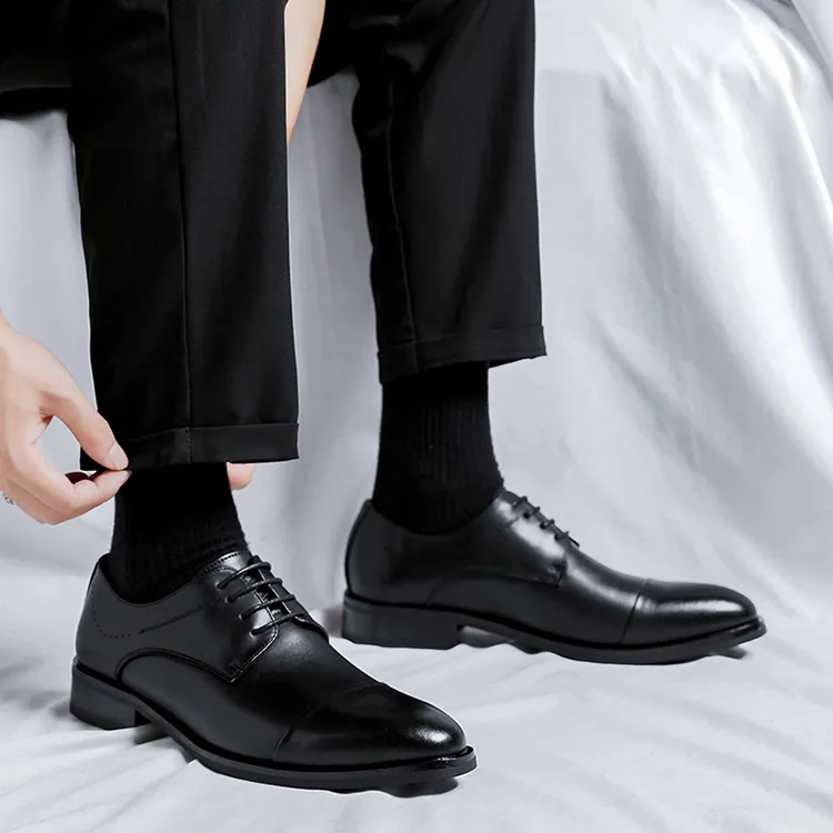 GZZ Dress Shoes Men Low Top Black-14