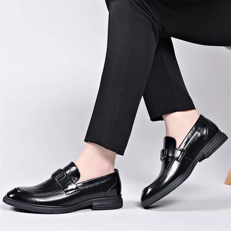 GZZ Dress Shoes Men Low Top Black-5