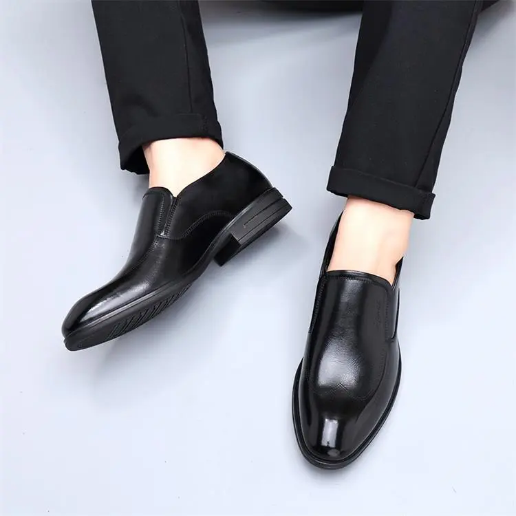 GZZ Dress Shoes Men Low Top Black-6