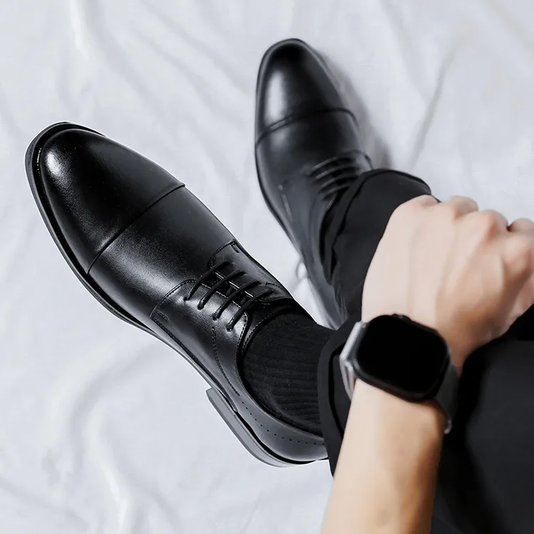 GZZ Dress Shoes Men Low Top Black-8