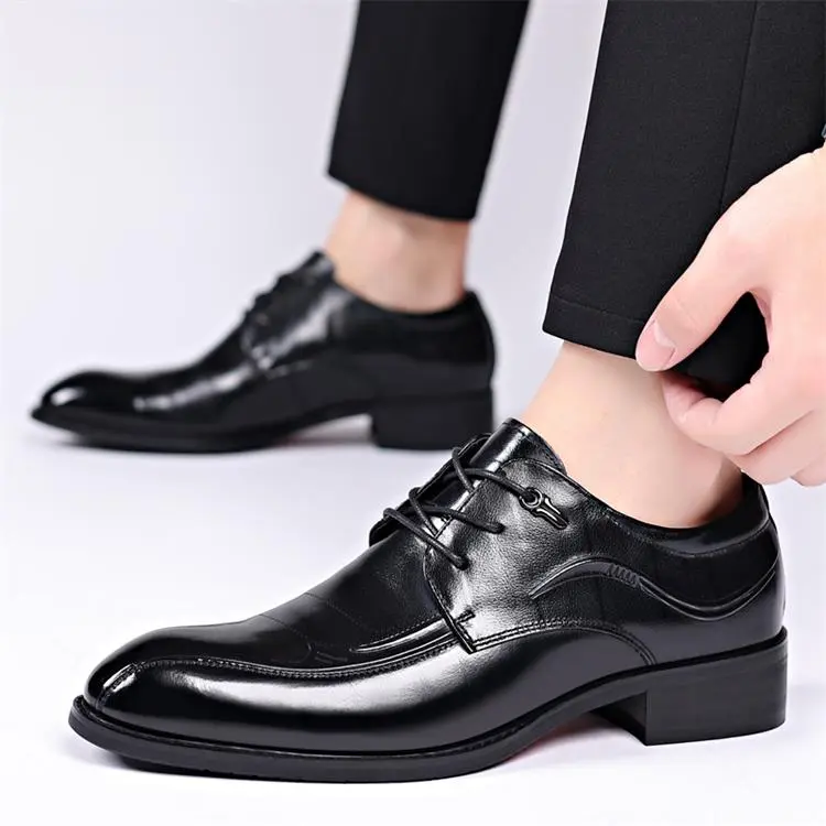 GZZ Dress Shoes Men Low Top Black-8