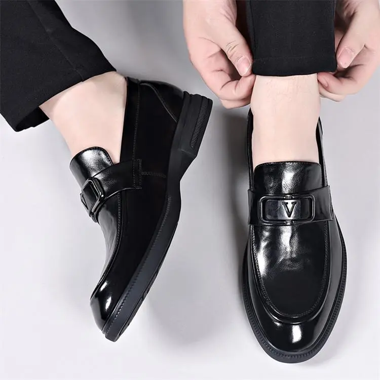GZZ Dress Shoes Men Low Top Black-7