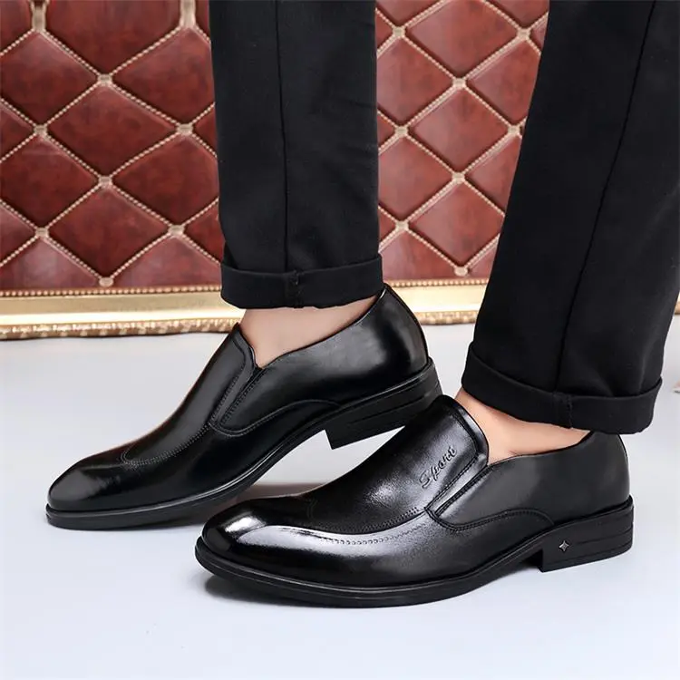 GZZ Dress Shoes Men Low Top Black-7