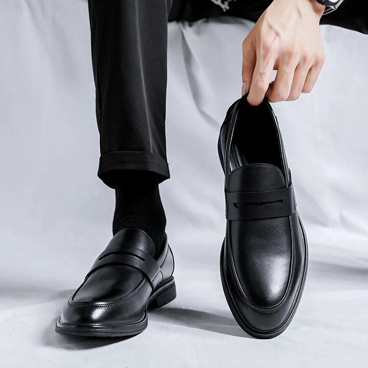 GZZ Dress Shoes Men Low Top Black-13