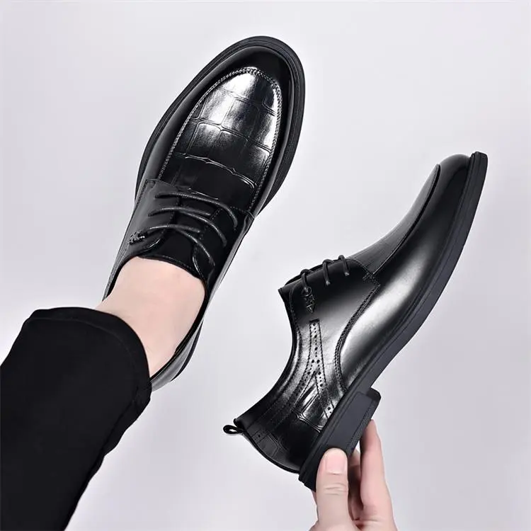 GZZ Dress Shoes Men Low Top Black-6