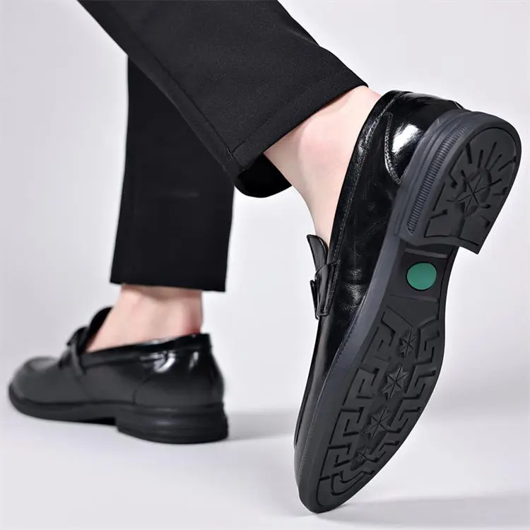 GZZ Dress Shoes Men Low Top Black-8