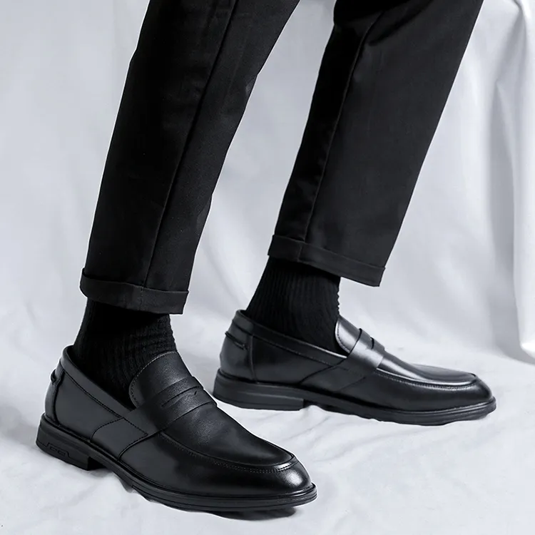 GZZ Dress Shoes Men Low Top Black-9