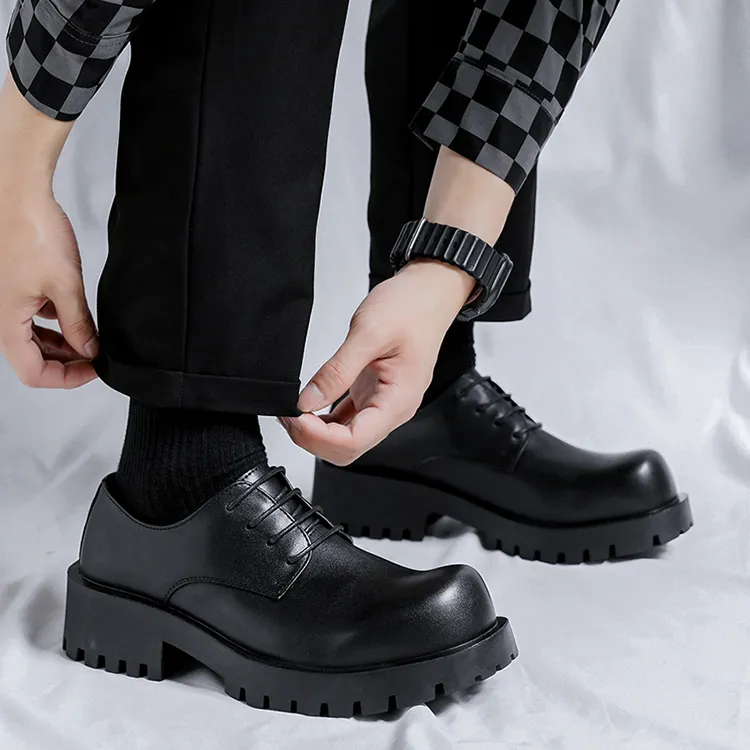 GZZ Dress Shoes Men Low Top Black-6