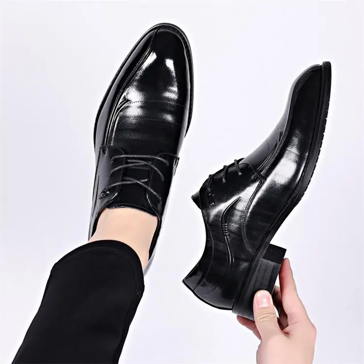 GZZ Dress Shoes Men Low Top Black-7