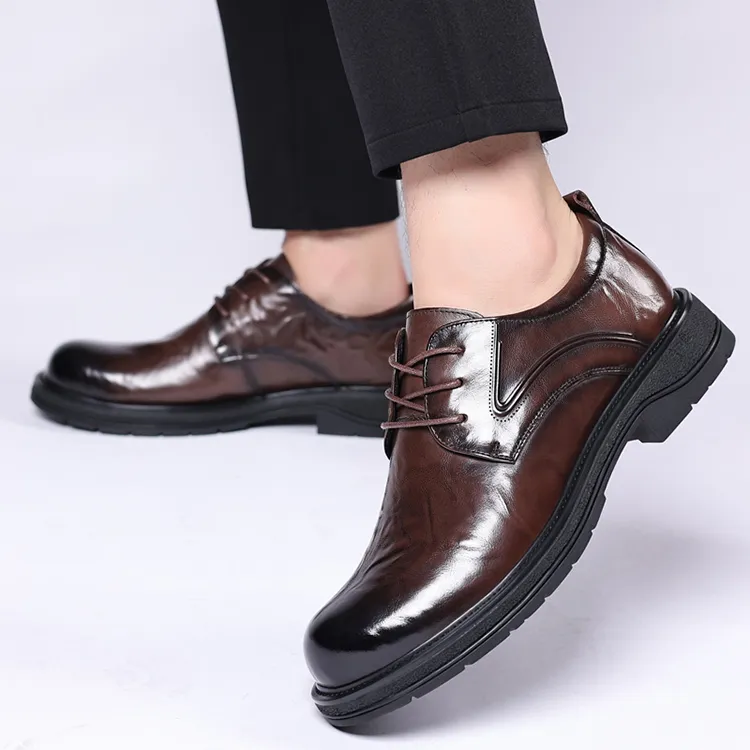 GZZ Dress Shoes Men Low Top Black/Brown-14