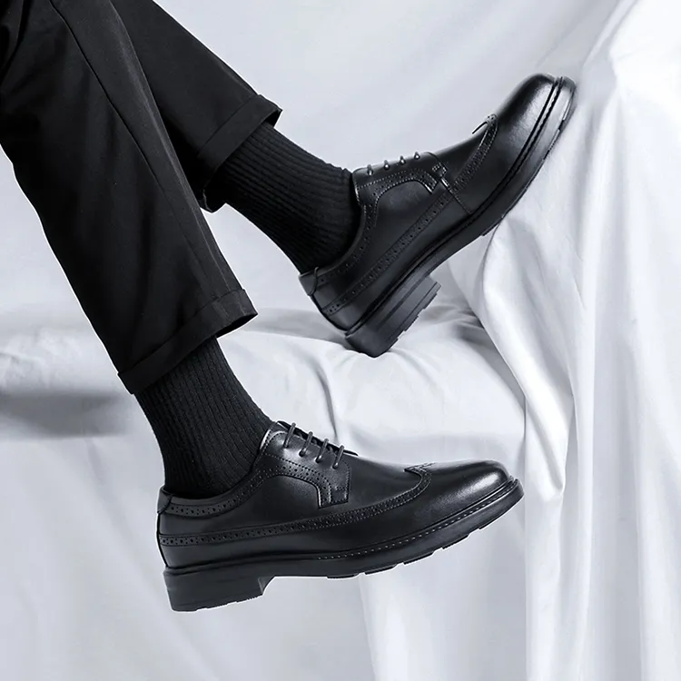 GZZ Dress Shoes Men Low Top Black-10