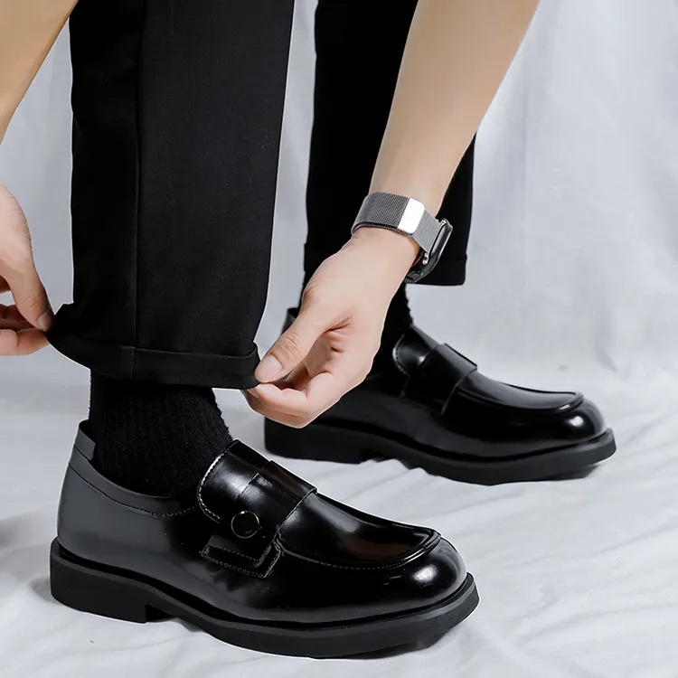 GZZ Dress Shoes Men Low Top Black-10
