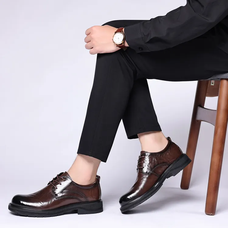 GZZ Dress Shoes Men Low Top Black/Brown-12