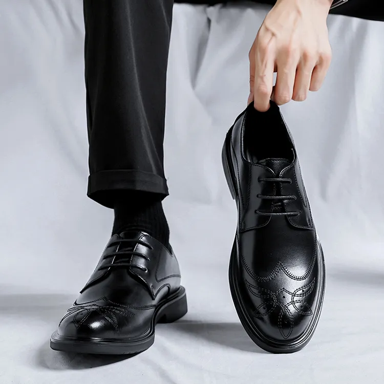 GZZ Dress Shoes Men Low Top Black-13