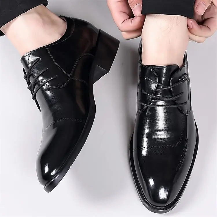 GZZ Dress Shoes Men Low Top Black-6