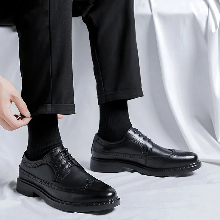 GZZ Dress Shoes Men Low Top Black-11