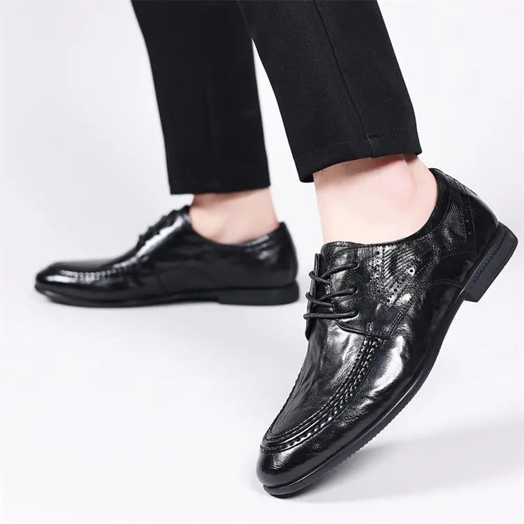 GZZ Dress Shoes Men Low Top Black-9