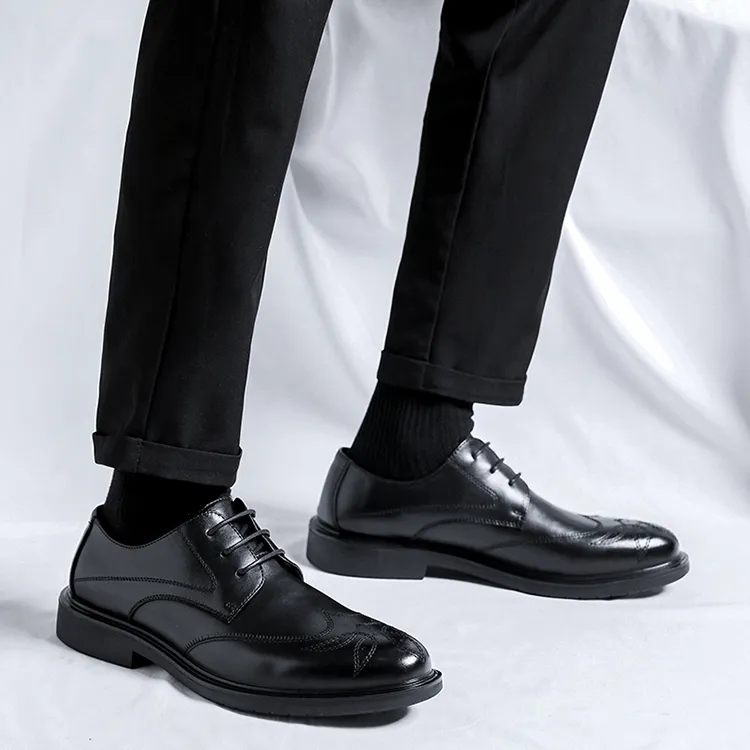 GZZ Dress Shoes Men Low Top Black-10