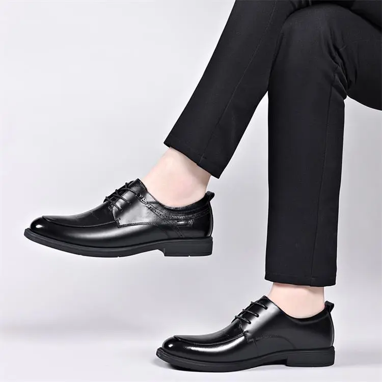 GZZ Dress Shoes Men Low Top Black-8