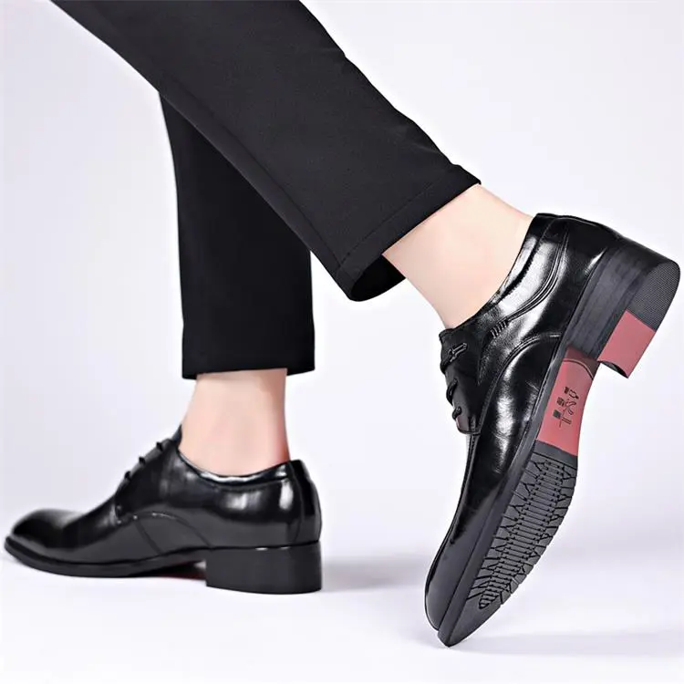 GZZ Dress Shoes Men Low Top Black-6
