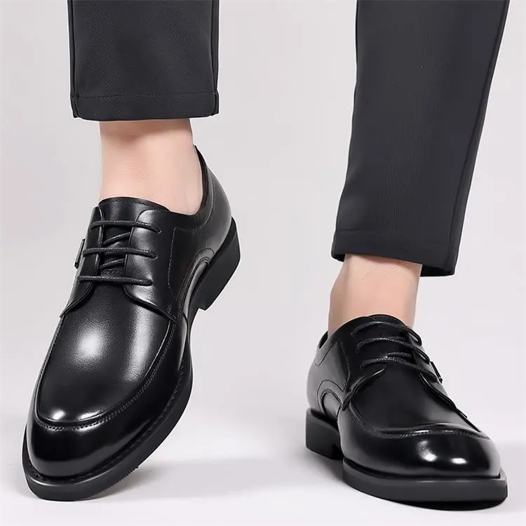 GZZ Dress Shoes Men Low Top Black-7