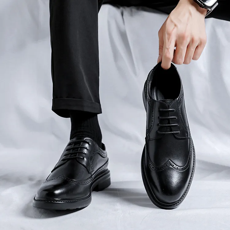 GZZ Dress Shoes Men Low Top Black-13