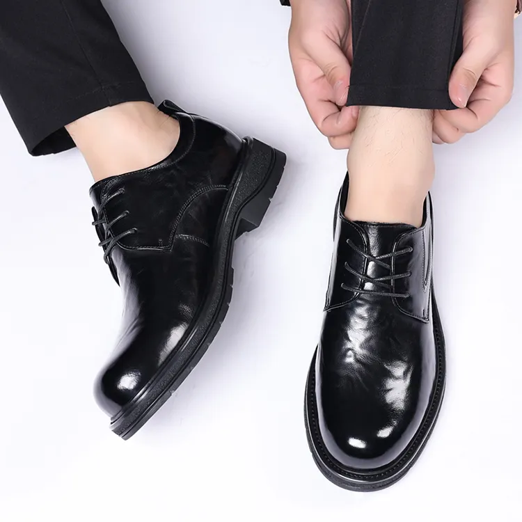 GZZ Dress Shoes Men Low Top Black/Brown-6