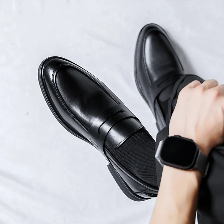 GZZ Dress Shoes Men Low Top Black-6