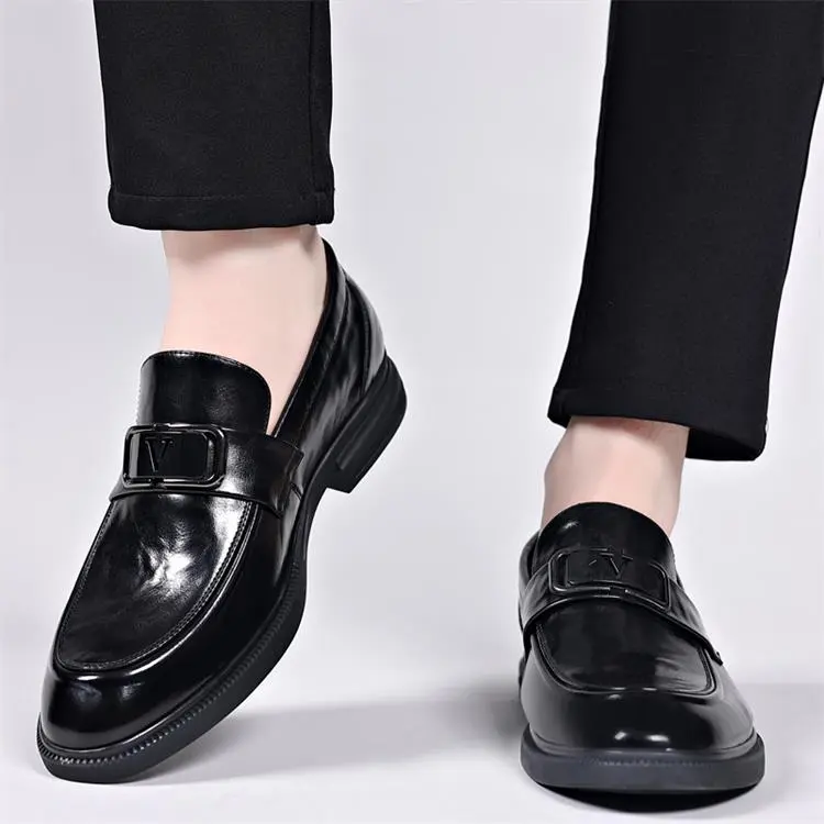 GZZ Dress Shoes Men Low Top Black-9