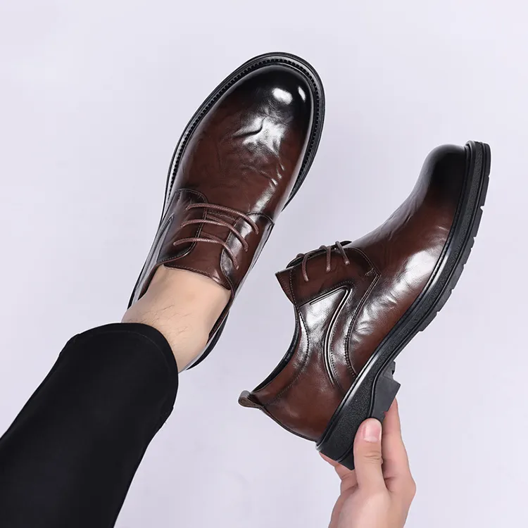 GZZ Dress Shoes Men Low Top Black/Brown-15