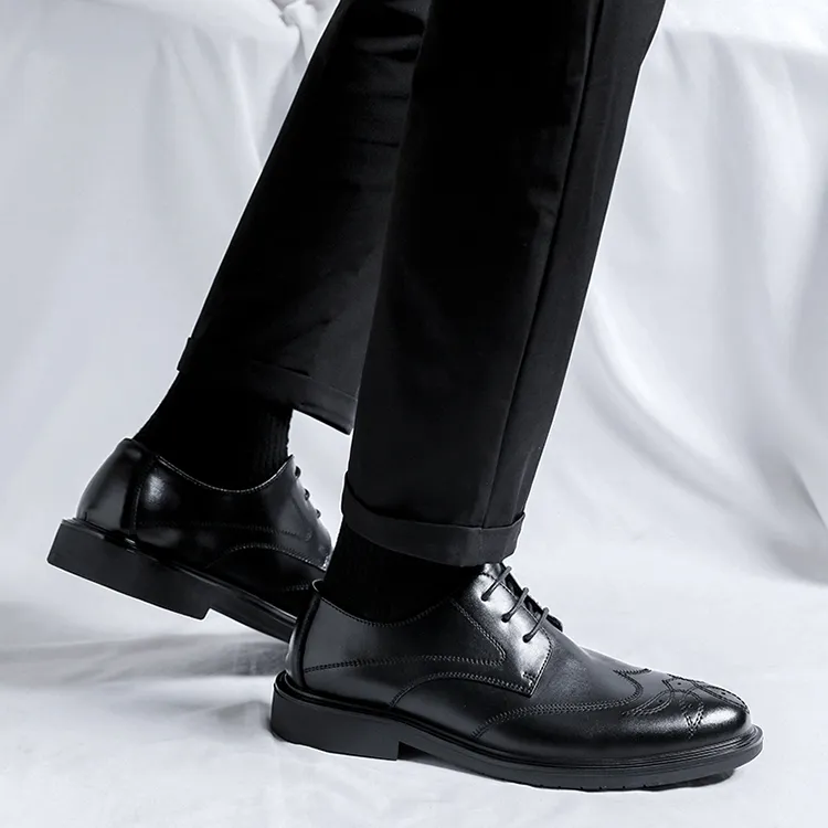 GZZ Dress Shoes Men Low Top Black-8