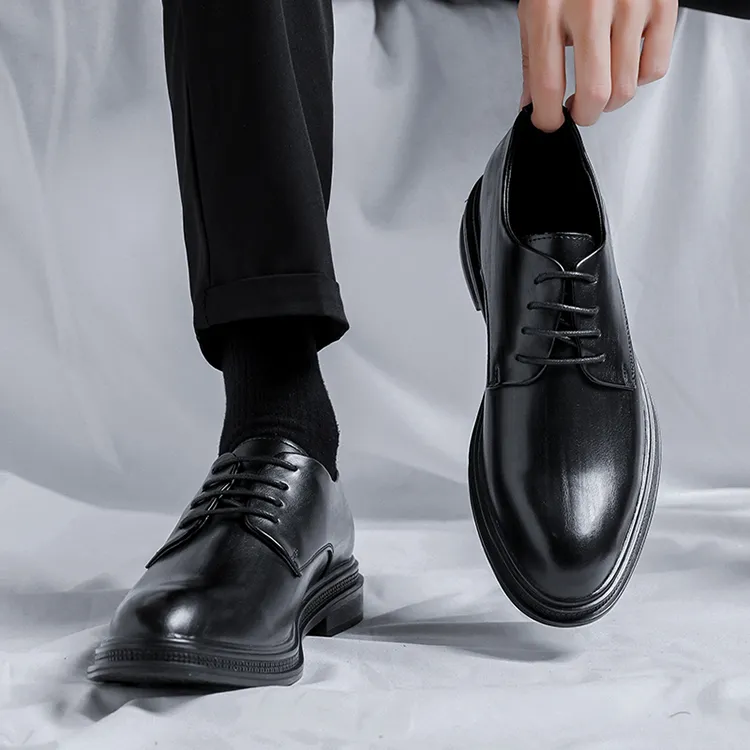 GZZ Dress Shoes Men Low Top Black-13