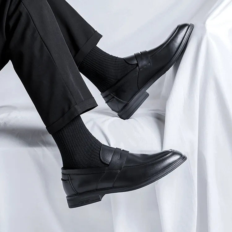 GZZ Dress Shoes Men Low Top Black-11