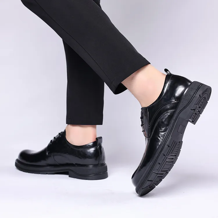 GZZ Dress Shoes Men Low Top Black/Brown-7