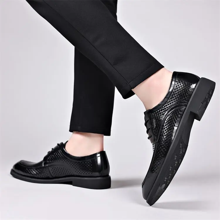 GZZ Dress Shoes Men Low Top Black-8