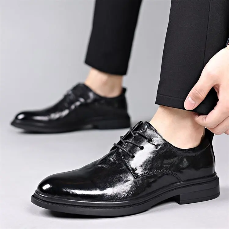 GZZ Dress Shoes Men Low Top Black-10