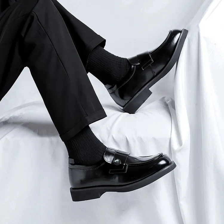 GZZ Dress Shoes Men Low Top Black-12