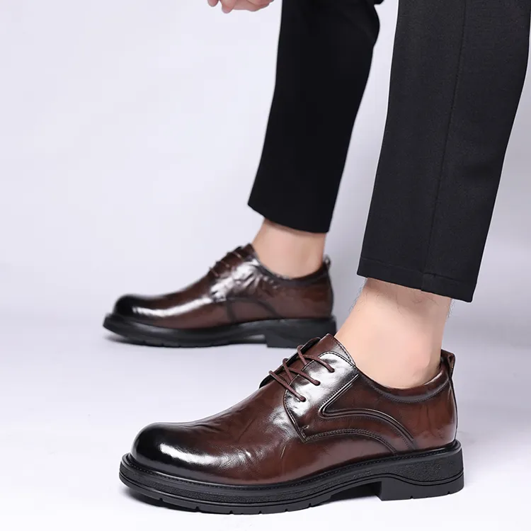 GZZ Dress Shoes Men Low Top Black/Brown-13