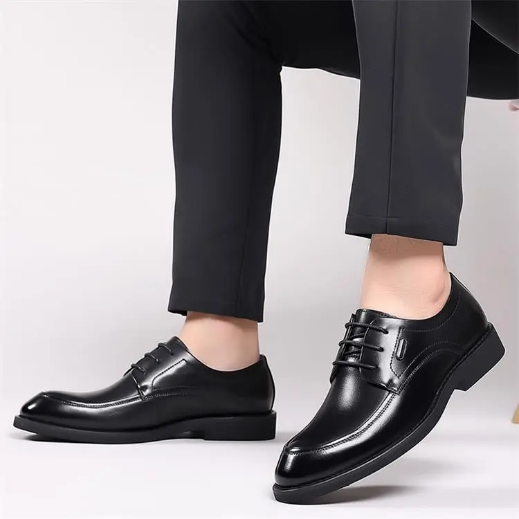 GZZ Dress Shoes Men Low Top Black-5