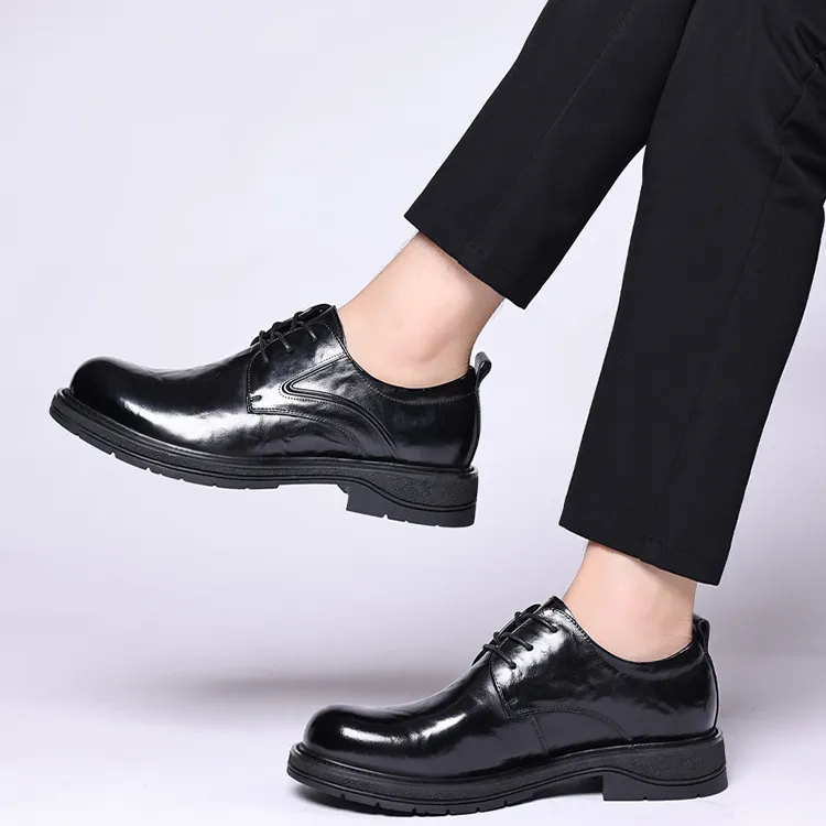 GZZ Dress Shoes Men Low Top Black/Brown-4